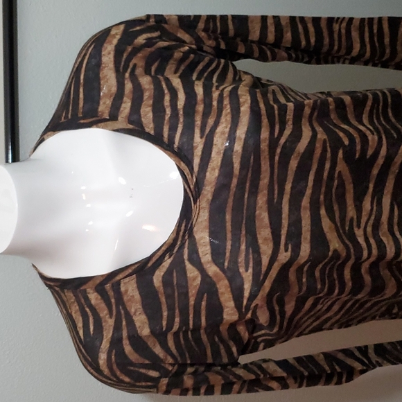 MICHAEL KORS Women's Brown/Black Zebra Print Long Sleeve Tunic Top-EUC-Sz S - Picture 3 of 13